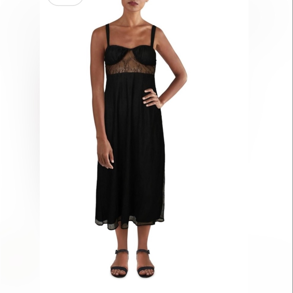 Danielle Bernstein Stylish Black Lace Midi Dress